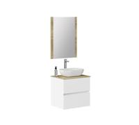 Baikal Ensemble de Meuble de Salle de Bain Duo, avec lavabo. Meuble Suspendu au Mur avec lavabo en céramique. Plusieurs Finitions et mesures. Meuble monté.