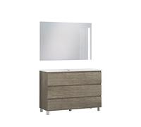 Baikal Ensemble de Meubles de Salle de Bain Neo avec Miroir Lune Lisse, Trois tiroirs ou Deux Portes, Meuble avec Pieds, différentes Finitions et Dimensions, mélamine 16 mm. Meuble monté 3c 120