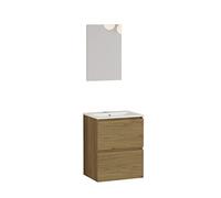 Baikal Ensemble de Meubles de Salle de Bain Suspendus au Mur avec Fond réduit, mélamine 16. Meuble monté Contemporain 50 chêne Vintage