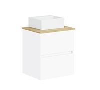 Baikal Ensemble de Salle de Bain Natura. Meuble de Salle de Bain à Fond réduit, avec lavabo en céramique sur Le comptoir, Meuble Suspendu, Meuble monté, Deux tiroirs sans Miroir 60 cm, Fond de 39 cm