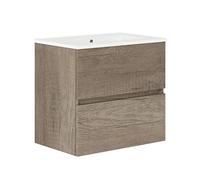 Baikal, Ensemble de Salle de Bain Natura Meuble de Salle de Bain à Fond réduit, avec lavabo en céramique, Distribution Deux tiroirs, Meuble monté, Deux tiroirs sans Miroir, Fond 39 cm 70 cm Nebraska