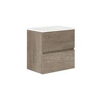 Baikal, Ensemble de Salle de Bain Natura - Meuble de Salle de Bain à Fond réduit avec lavabo en céramique - Distribution Deux tiroirs - Meuble monté - Deux tiroirs sans Miroir - Fond 39 cm - 50 cm -