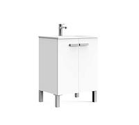 Baikal KIT 280034542 Meuble de Salle de Bain et lavabo avec Pieds, Deux Portes, Couleur Blanc Mat, mélamine 16, 60 x 82 x 46 cm, 16 mm, 60 X 46 X 82