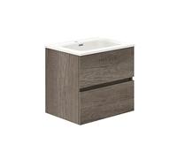 Baikal Meuble de Salle de Bain Deux tiroirs, Suspendu au Mur avec lavabo. Mélamine 16. Meuble monté. Meuble de 60 cm Nebraska sans Miroir