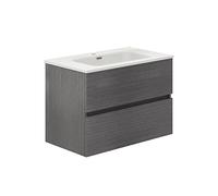 Baikal Meuble de Salle de Bain Deux tiroirs, Suspendu au Mur avec lavabo. Mélamine 16. Meuble monté. Meuble de 70 cm Cendre sans Miroir
