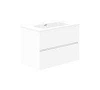 Baikal Meuble de Salle de Bain Deux tiroirs, Suspendu au Mur avec lavabo. Mélamine 16. Meuble monté. Meuble de 70 cm Blanc sans Miroir