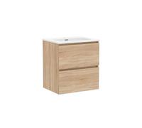 Baikal Meuble de Salle de Bain Klay. Meuble monté avec 2 tiroirs Suspendus avec lavabo. Armoire de Salle de Bain. Lavabo en céramique. 60 cm Bardolino.