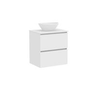 Baikal Meuble de Salle de Bain Klay. Meuble monté avec 2 tiroirs Suspendus avec lavabo sur Le Dessus. Armoire de Salle de Bain. Lavabo en céramique. 60 cm Blanc.