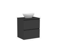Baikal Meuble de Salle de Bain Klay. Meuble monté avec 2 tiroirs Suspendus avec lavabo sur Le Dessus. Armoire de Salle de Bain. Lavabo en céramique. 60 cm Noir.