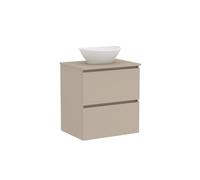 Baikal Meuble de Salle de Bain Klay. Meuble monté avec 2 tiroirs Suspendus avec lavabo sur Le Dessus. Armoire de Salle de Bain. Lavabo en céramique. 60 cm Vison.