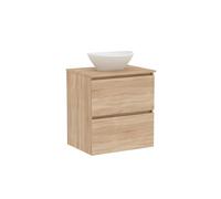 Baikal Meuble de Salle de Bain Klay. Meuble monté avec 2 tiroirs Suspendus avec lavabo sur Le Dessus. Armoire de Salle de Bain. Lavabo en céramique. 60 cm Bardolino.