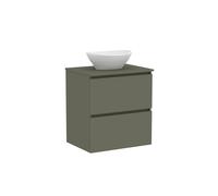 Baikal Meuble de Salle de Bain Klay. Meuble monté avec 2 tiroirs Suspendus avec lavabo sur Plan de Travail. Armoire de Salle de Bain, lavabo en céramique, 60 cm, Vert Mousse.