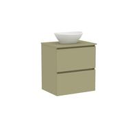 Baikal Meuble de Salle de Bain Klay. Meuble monté avec 2 tiroirs Suspendus avec lavabo sur Plan de Travail. Armoire de Salle de Bain, lavabo en céramique, 60 cm, Vert Cactus.