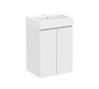 Baikal Meuble de Salle de Bain Mini Meuble monté 2 Portes Suspendu avec lavabo, Armoire de Salle de Bain, lavabo en céramique, 45 cm Blanc Mat.