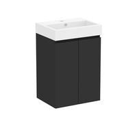 Baikal Meuble de Salle de Bain Mini. Meuble monté avec 2 Portes suspendues avec lavabo. Armoire de Salle de Bain. Lavabo en céramique, 45 cm, Noir Mat.