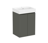 Baikal Meuble de Salle de Bain Mini. Meuble monté avec 2 Portes suspendues avec lavabo. Armoire de Salle de Bain. Lavabo en céramique, 45 cm, Gris foncé.