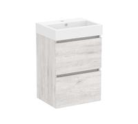 Baikal Meuble de Salle de Bain Mini. Meuble monté avec 2 tiroirs Suspendus avec lavabo. Armoire de Salle de Bain. Lavabo en céramique. 45 cm argenté.