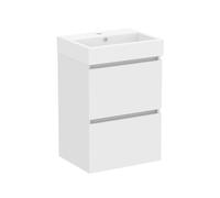 Baikal Meuble de Salle de Bain Mini. Meuble monté avec 2 tiroirs Suspendus avec lavabo. Armoire de Salle de Bain. Lavabo en céramique, 45 cm, Blanc Mat.
