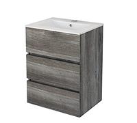 Baikal Meuble de Salle de Bain Onyx, Suspendu au Mur, avec lavabo en céramique, diverses Finitions et mesures. Meuble monté. 3 tiroirs 50 Vintage