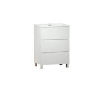 Baikal Meuble de Salle de Bain Trix, Distribution de 3 tiroirs, avec Pieds et lavabo en céramique, mélamine 16 mm. Différentes Dimensions et Finitions Disponibles. Meuble monté