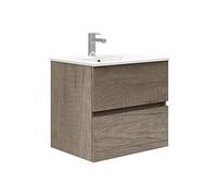 Baikal Meuble de Salle de Bain TRIX. Meuble 2 tiroirs, Suspendu au Mur, Plusieurs Finitions et mesures. Meuble monté. 2 tiroirs 60 cm Nebraska