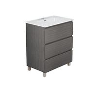 Baikal Meuble de Salle de Bain TRIX Meuble 3 tiroirs, avec Pieds, différentes Finitions et Dimensions, Meuble monté 3 tiroirs 70 cm Cendre