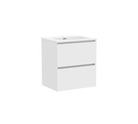 Baikal Meuble de Salle de Bains, Armoire Suspendue avec Vasque en Ceramique, Hauteur 65 cm, Largeur 60 cm, 2 Tiroirs, Finition Blanc, Meuble Monte