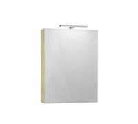 Baikal Meuble vestiaire avec miroir, armoire d'appoint de salle de bain multi-usages, option avec ou sans lumière LED, meuble mural facile à installer, armoire montée. Finition naturelle. Camerino LED