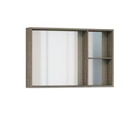 Baikal Meuble vestiaire avec miroir, armoire d'appoint de salle de bain multi-usages, option avec ou sans lumière LED, meuble mural facile à poser, armoire assemblée, finition Nebraska, sans porte, 90