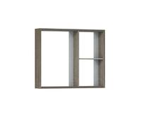 Baikal Meuble vestiaire avec miroir, armoire d'appoint de salle de bain multi-usages, option avec ou sans lumière LED, meuble mural facile à poser, armoire assemblée, finition Nebraska, sans porte, 70