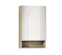 Baikal Meuble vestiaire avec Miroir, Armoire d'appoint de Salle de Bain Multifonction, Option avec ou sans lumière LED, Meuble Mural Facile à Installer, Armoire montée Finition Naturelle, Ouverte 1