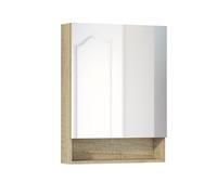 Baikal Meuble vestiaire avec Miroir, Armoire d'appoint de Salle de Bain Multifonction, Option avec ou sans lumière LED, Meuble Mural Facile à Installer, Armoire montée Finition Naturelle, Ouverte 1