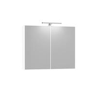 Baikal Meuble vestiaire avec miroir, armoire d'appoint de salle de bain multifonction, option avec ou sans lumière LED, meuble mural facile à installer, armoire montée, finition blanche, vestiaire LED