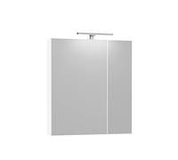 Baikal Meuble vestiaire avec miroir, armoire d'appoint de salle de bain multifonction, option avec ou sans lumière LED, meuble mural facile à installer, armoire montée, finition blanche, vestiaire LED