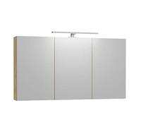 Baikal Meuble vestiaire avec Miroir, Armoire d'appoint de Salle de Bain Multifonction, Option avec ou sans lumière LED, Meuble Mural Facile à Installer, Armoire montée, Finition Naturelle, Camerino