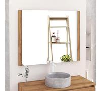 Baikal Miroir de Salle de Bain, Miroir latéral en Bois, Option avec et sans LED. Styles Qui s'adaptent à la Salle de Bain ou à n'importe Quelle pièce de la Maison. 100 x 80 cm latéral en Bois Teck