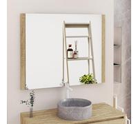Baikal Miroir de Salle de Bain, Miroir latéral en Bois, Option avec et sans LED. Styles Qui s'adaptent à la Salle de Bain ou à n'importe Quelle pièce de la Maison. 100 x 80 cm latéral en Bois Nature
