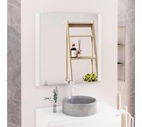 Baikal Miroir de Salle de Bain, Miroir latéral en Bois, Option avec et sans LED. Styles Qui s'adaptent à la Salle de Bain ou à n'importe Quelle pièce de la Maison. 80 x 80 cm latéral en Bois Blanc