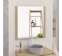 Baikal Miroir de Salle de Bain, Miroir latéral en Bois, Option avec et sans LED. Styles Qui s'adaptent à la Salle de Bain ou à n'importe Quelle pièce de la Maison. 90 x 80 cm latéral en Bois Nature