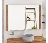 Baikal Miroir de Salle de Bain, Miroir latéral en Bois, Option avec et sans LED. Styles Qui s'adaptent à la Salle de Bain ou à n'importe Quelle pièce de la Maison. 120 x 80 cm latéral en Bois Teck