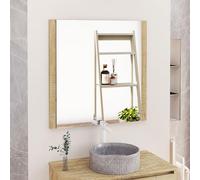 Baikal Miroir de Salle de Bain, Miroir latéral en Bois, Option avec et sans LED. Styles Qui s'adaptent à la Salle de Bain ou à n'importe Quelle pièce de la Maison. 80 x 80 cm latéral en Bois Nature