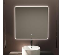 Baikal Miroir de Salle de Bain rectangulaire - 80 x 80 cm - Rétroéclairé - Tactile avec Anti-buée - Tonalités 3500K/4000K/6000K | Miroir avec lumière | Miroir avec LED