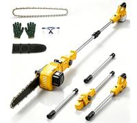 BaiKrafton Mini tronçonneuse 2 en 1 de 20,3 cm avec barre télescopique | Tronçonneuse télescopique sans balais compatible avec batterie Dewalt 18 V, 20 V, portée de travail 4,5 m