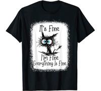 BAILANSI It's Fine I'm Fine Everything is Fine Funny Cat Mens Cotton Tshirt Size S