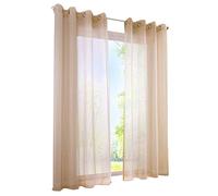 BAILEY JO 1 Panneau Rideau Voilage à Oeillets LxH/140x145CM Blanc Photique Simple Couleur Uni Décoration de Fenêtre Chambre/Salon/Balcon