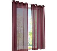 BAILEY JO 1 Panneau Rideau Voilage à Oeillets LxH/140x225CM Blanc Photique Simple Couleur Uni Décoration de Fenêtre Chambre/Salon/Balcon