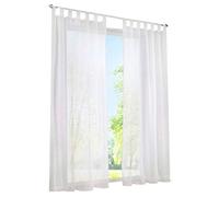 BAILEY JO 1 Panneau Rideau Voilage à Pattes LxH/140x145CM Blanc Simple Couleur Uni Décoration de Fenêtre Chambre/Salon/Balcon