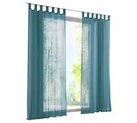 BAILEY JO 1 Panneau Rideau Voilage à Pattes LxH/140x175CM Bleu Canard Simple Couleur Uni Décoration de Fenêtre Chambre/Salon/Balcon