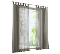 BAILEY JO 1 Panneau Rideau Voilage à Pattes LxH/140x175CM Gris Simple Couleur Uni Décoration de Fenêtre Chambre/Salon/Balcon