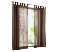 BAILEY JO 1 Panneau Rideau Voilage à Pattes LxH/140x225CM Café Simple Couleur Uni Décoration de Fenêtre Chambre/Salon/Balcon